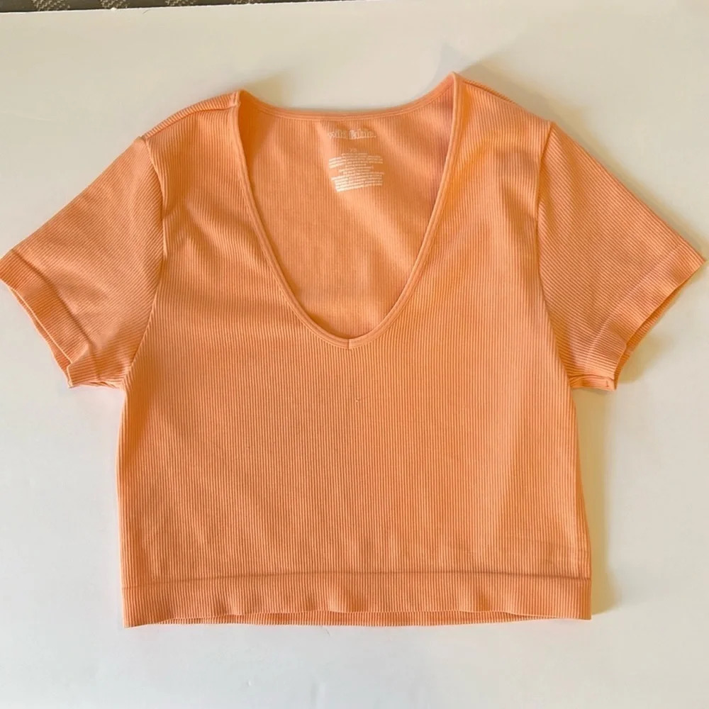 Wild fable orange ribbed V-neck crop top XS